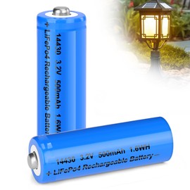 winbasic 14430 LiFePo4 3.2v Rechargeable Batteries, 500mAh for Outdoor Solar Garden Lights, Tooth Brush, Shaver, Flashlight (2 Pack)