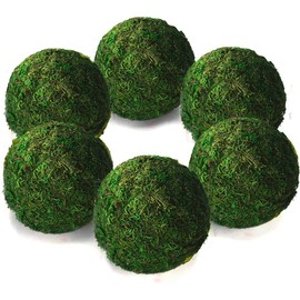 Qingbei Rina Moss Balls Decorative for Bowl(4"-Set of 6), Large Green Moss Ball, Bowl Fillers for Centerpiece, Handmade Natural Moss Decorative Balls, Home Party Wedding Decor