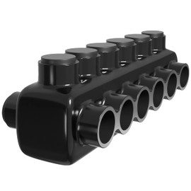 OHLECTRIC Dual Side Entry - 6 Port - 250-6 AWG - Black Insulated Connector - 5/16 Allen Hex - Pre-Filled with Oxide Inhibitor - Rubber/Vinyl Coating, 6061-T6 Aluminum CU9AL