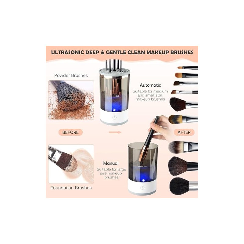 Limpiador de Brochas de Maquillaje Eléctrico, Limpiador de Brochas Automático
