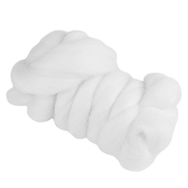 Wool Roving Needle Felting Wool Yarn Roving Wool Fibre Super Soft Hand DIY Craft Materials 55g(White)