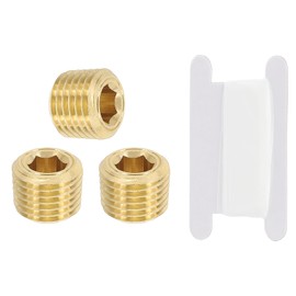 PATIKIL 1/4" NPT Male Pipe Plug Fitting, 5Pcs Brass Hex Counter Sunk Plug Brass Male Connector Socket for Closing The End of Pipe Industrial Machinery Fittings