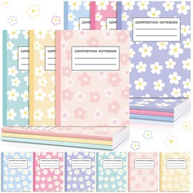Harloon 6 Pack Composition Notebooks Wide Ruled Bulk Cute Pink Composition Notebook 110 Page 7-1/2" x 9-3/4" Colorful Flower Journal Back to School Gift for Teacher Student Office First Day of School