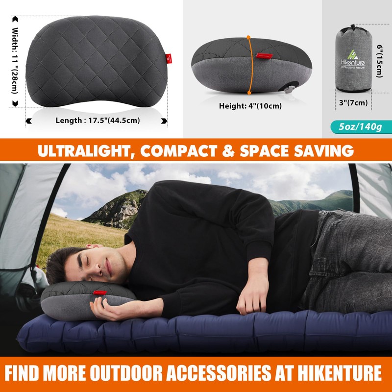 HIKENTURE Inflatable Pillow, Camping Pillow, Inflatable Pillow, Camping Travel Pillow,