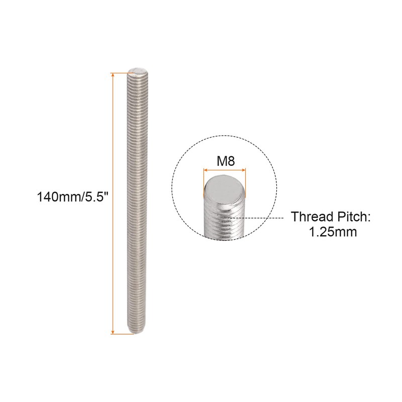 Rebower Fully Threaded Rod 304 Stainless Steel Rod Bar Studs,