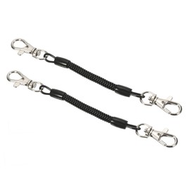 PATIKIL Retractable Coil Spring Keychain with Lobster Clasps 8", 2 Pack Plastic Spiral Stretchy Cord Strap Snap Hook, Black