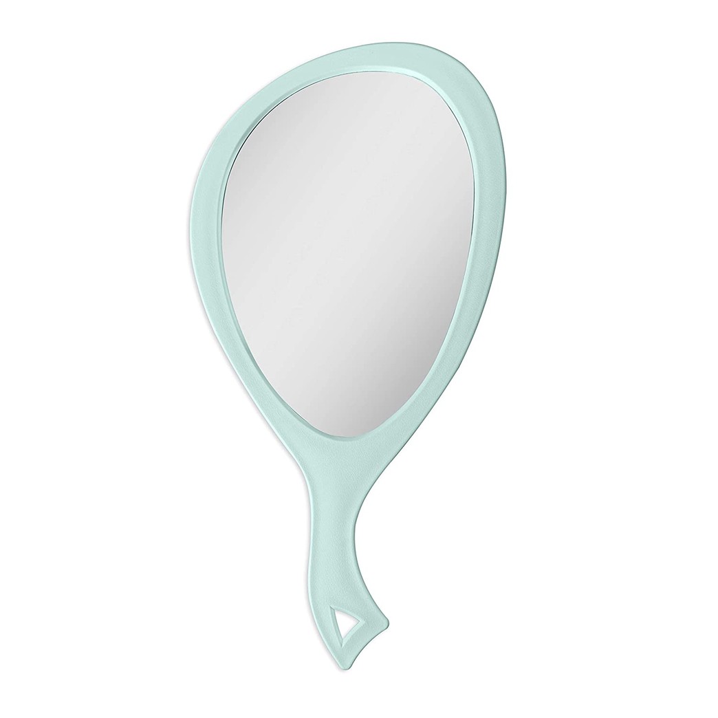 Zadro XL Handheld Mirror, 1X Magnification Teardrop Glass, Professional Ergonomic Design for Makeup Hairstyling Touch-ups Grooming, Moonlight Jade