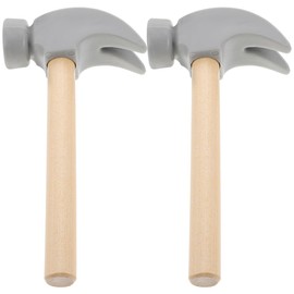 Vaguelly 2Pcs Dark Grey Wooden Hammer Toy Set for Kids - Mini Hammer for Toddlers Educational Pounding Tool Construction Play Portable and Easy to Clean