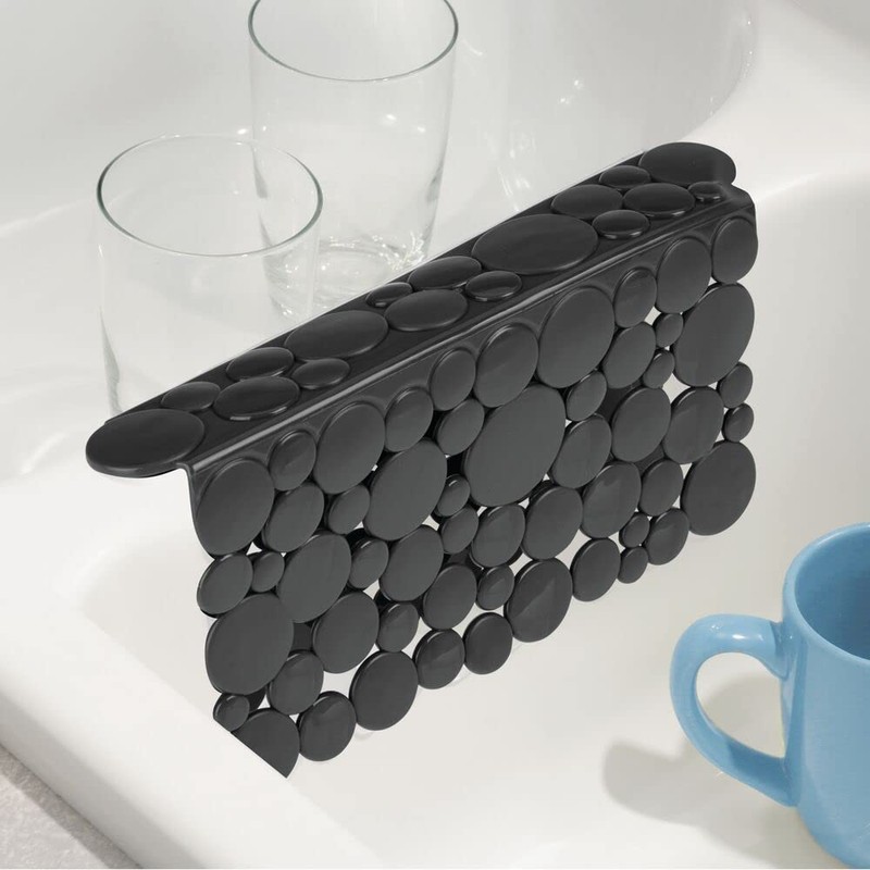 mDesign Decorative Kitchen Plastic Sink Protector Set, Quick Draining -