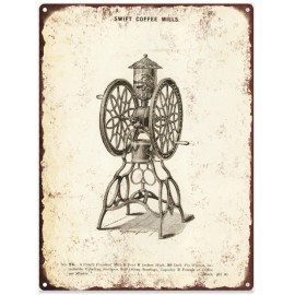 1906 Coffee Mill Grinder Cast Iron Shop Man cave Metal Sign Repro 9x12" 60394
