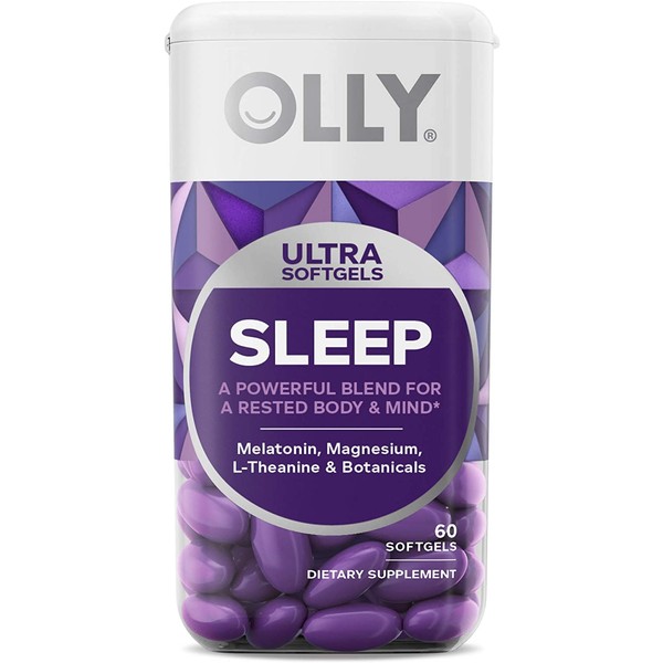 OLLY Ultra Sleep Softgels, 6 mg Melatonin, Supports Deep Restful Sleep, Magnesium, L-Theanine, Chamomile, and Lemon Balm, Nighttime Sleep Aid, Non Habit-Forming - 60 Count
