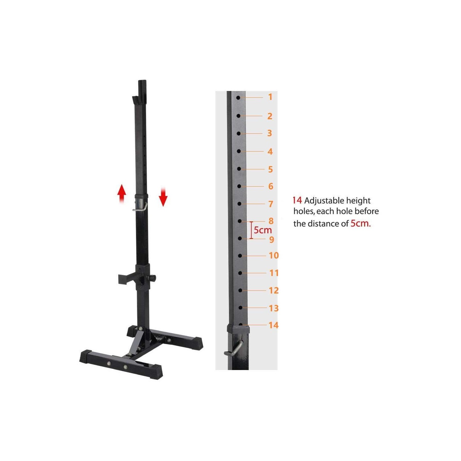 Yaheetech Pair of Adjustable Squat Rack Standard 44-70 Inch Solid Steel ...