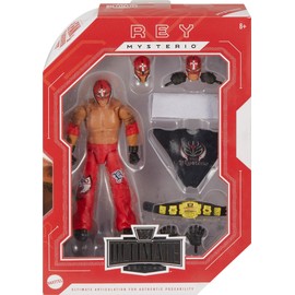 Mattel WWE Ultimate Edition Action Figure Rey Mysterio Fan TakeOver Collectible with Interchangeable Accessories, Extra Heads & Swappable Hands, HVV70