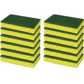 Generic 12 Pack Deluxe SCRUBBING SPONGES, Ultra Resistant, Yellow/Green