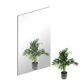 QEEYON 16 x 12'' Glass Wall Mirror Tile Self Adhesive Frameless High Clear Mirror Sheet Wall Decor for Bedroom, Living Room, Bathroom, Home Gym, Hallway, Door etc (1pcs)