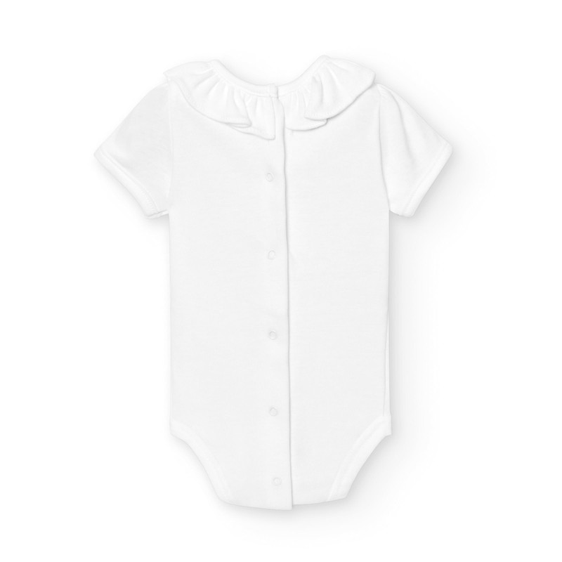 BABIDU Cuello Volante Manga Corta Unisex Baby Bodysuit Tailored, White