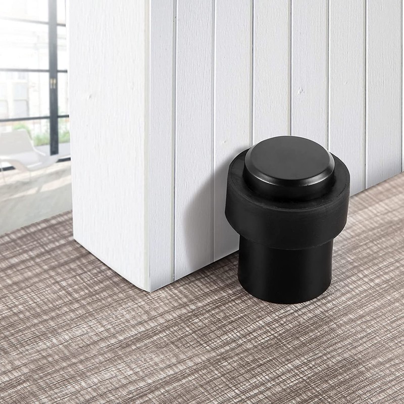 TPOHH Stainless Steel Cylindrical Floor Mount Door Stop with Soft