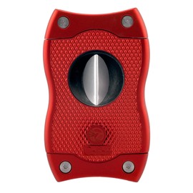 Colibri Premium SV-Cut 2 in 1 Cigar Cutter - Ergonomic Stainless Steel V-Cut and Straight Cut Style Spring-Loaded Blade, Ideal for up to 60+ Ring Gauge - Gift for Cigar Enthusiasts (Red)