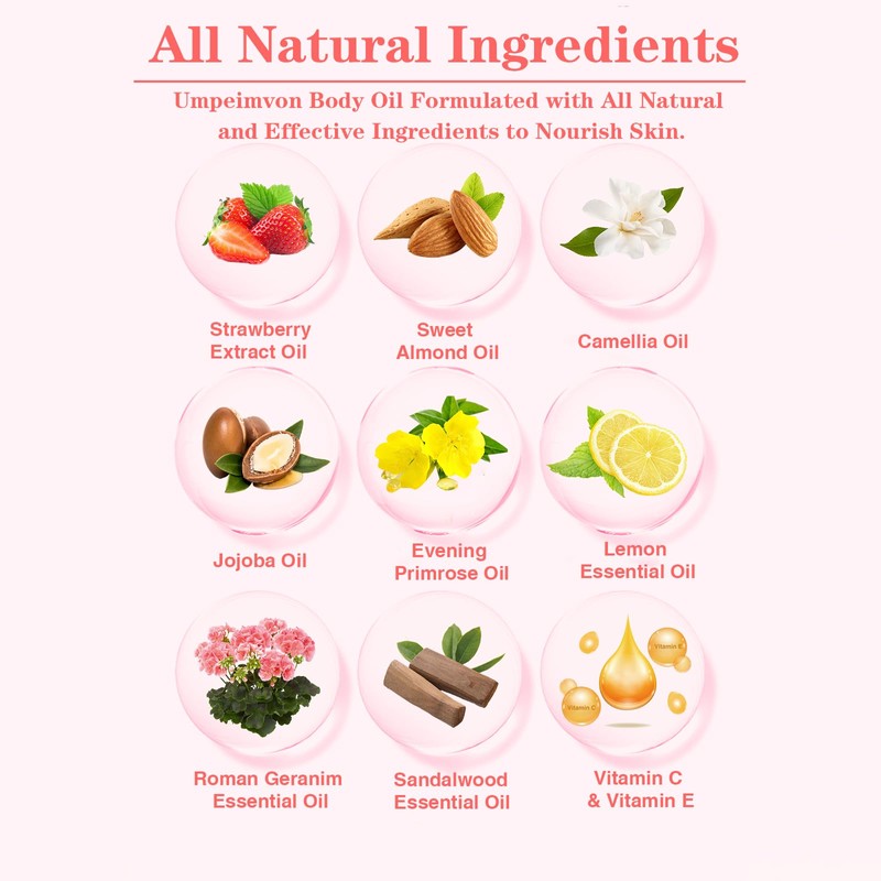 Umpeimvon Umpeimvon 2 Pack 3.38 fl.oz Strawberry Body Oil after