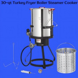 VEVOR 30-Qt Turkey Fryer Boiler Steamer Outdoor Pot Set, 54,000 BTU Propane Burner