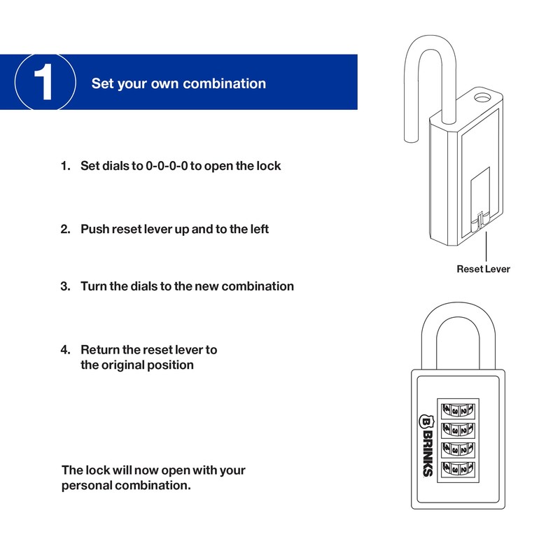 BRINKS - 40mm 4-Dial Resettable Sports Padlock - Zinc Die-Cast