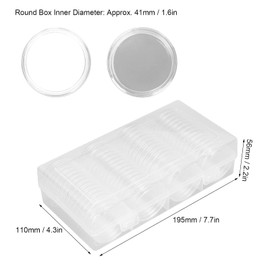 60 PCS 41mm Coin Holder, Clear Coin Holder Capsules Coin Holder Case Clear Coin Storage Box with Round Coin Capsules for Coin Collection Supplies