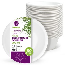 GoBeTree 50 Sugar Cane Paper Bowls 200 ml Disposable Bowls Soup Bowls Paper Bowls Biodegradable Soup Bowl Party Tableware Wedding Picnic