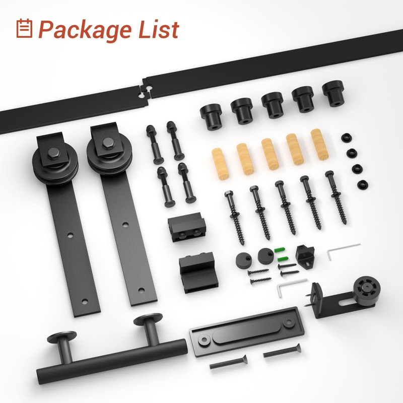 FLYVLIEG 6FT Heavy Duty Sliding Barn Door Hardware Kit（1x Floor