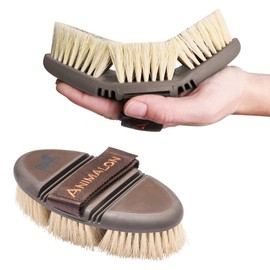 Animalon CareFlex Root Brush - Natural Hair Horse Brush - Root Brush with Hard Natural Bristles - Flexible, Ergonomic & High Quality - Brush with Fastening