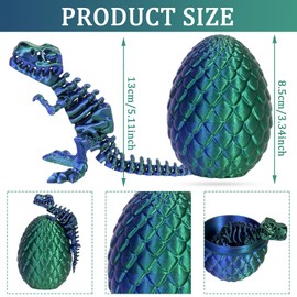 3D Dragon Egg 3D Dinosaur Figurines Printed Dinosaurs Skeletons Figures Mystery Crystal Dragon Egg Fidget Surprise for Easter Birthdays Fun Desk and Stress Relief (Laser Green)