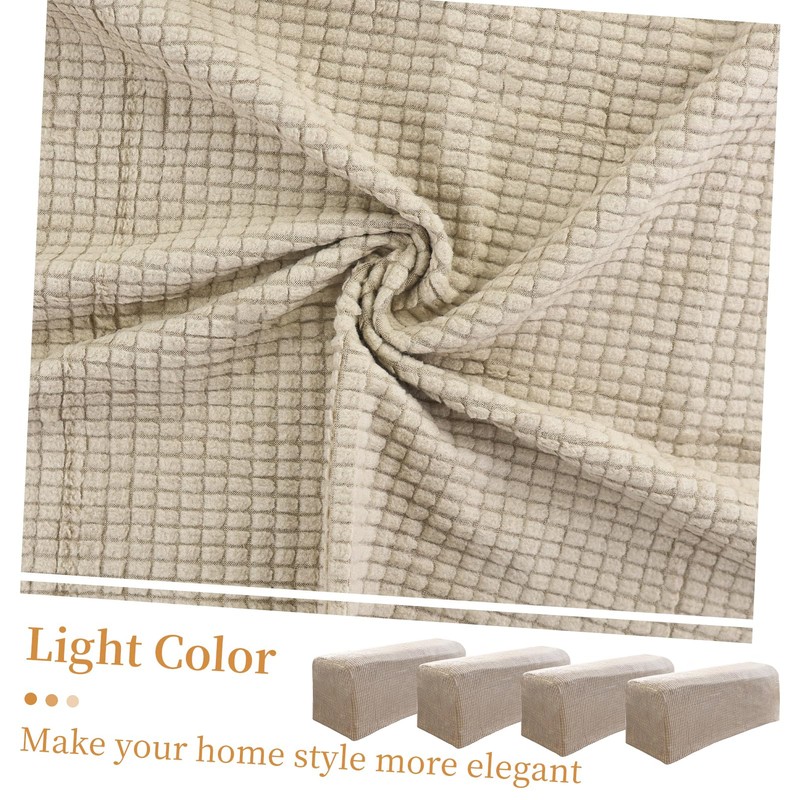 4 Pcs Armrest Chair Covers With 20 Velcro Set, Stretch