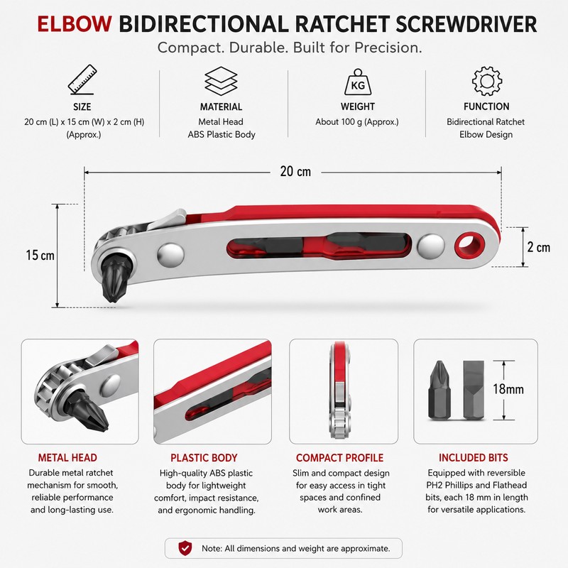 Right Angle Ratchet Screwdriver for Tight Spaces – Compact Dual-Drive