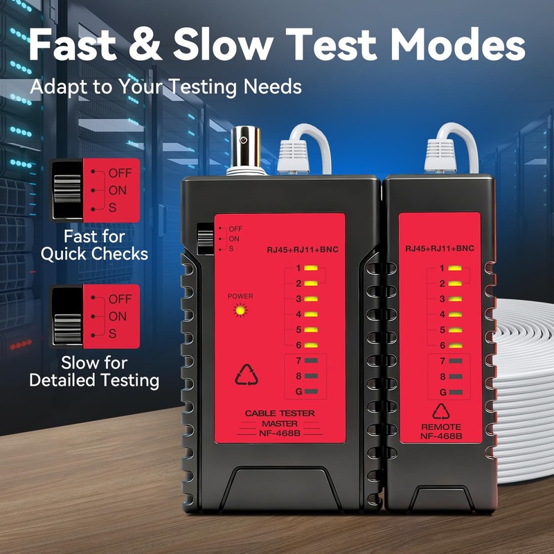 Professional Network Cable Tester, 3-in-1 RJ45 RJ11 BNC Ethernet Tester