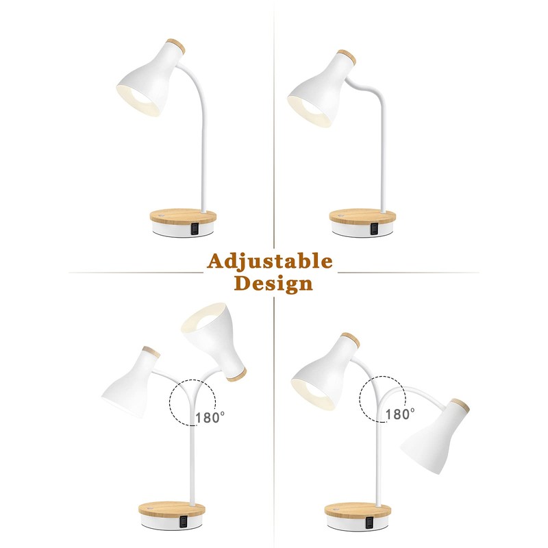 Metal Desk Lamp With Wireless Charging, Touch Reading Light, 3