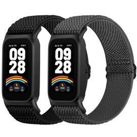 2 Pack Elastic Bands Compatible with Xiaomi Smart Band 9 Active Women Men, Soft Nylon Replacement Sport Wriststrap for Redmi Band 3