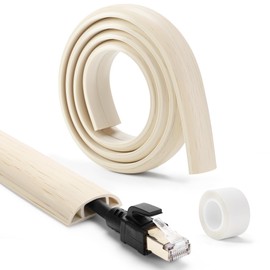 ZhiYo Beige Wood Grain Floor Cord Cover 1.2m Length 3CM Width Floor Cable Storage Sleeve Hiding Wire Cover with Tape Wiring Cover for Factory Home Office Wiring Cover Prevent Tripping Wire Protection