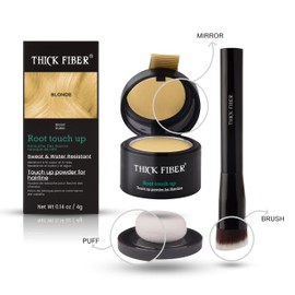 THICK FIBER Root Touch Up Puder, Root Cover Up Haaransatzpuder für dünnes Haar – Wasser- und schweißresistentes Haarausfall-Abdeckset mit Haarpuder für Frauen mit dünner werdendem Haar, inkl. Pinsel (