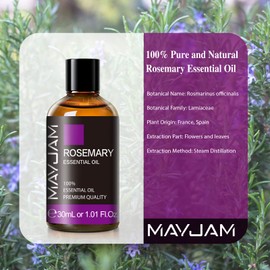 MAYJAM Essential Oil, Rosemary Aroma Oil, 1.01 fl oz (30 ml), 100% Natural, For Gift