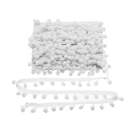 Yalulu 10Yards Pom Pom Trim Ball Fringe Ribbon DIY Sewing Accessory Lace for Home Party Decoration (White)