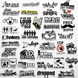 50Pcs Funny JDM Stickers Japanese Racing Graphics for Cars Bumper Auto Motors Motorbike Helmet Decals