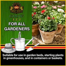 Royal Gold Crown Jewels Organic Grow 3-2-2 Dry Soluble Fertilizer, 20 lbs - Best for Improving Soil Before Planting, Encouraging Vigorous Growth and Plant Feeding