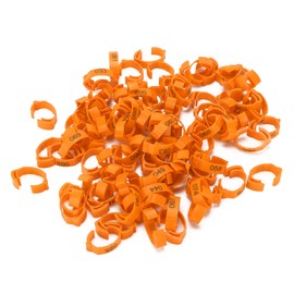100Pcs Chicken Leg Rings, Colorful Chicken Leg Bands Numbered Tag Markers Clip On Poultry Ankle Bands ​for Chicken Duck Bird[Orange]Poultry Care