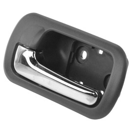 TRQ Rear Left Interior Door Handle Chrome & Taupe Drivers Side Compatible with 2001-2005 Honda Civic