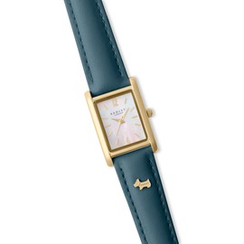 RADLEY Women's Gold Plated Blue Leather Strap Mother of Pearl Analogue Quartz Watch RY21720