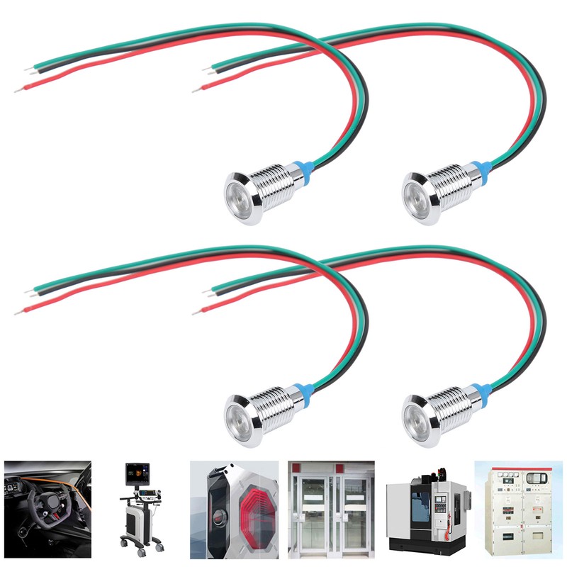 4 Sets PreWired Round LEDs Waterproof Dustproof 2-Color Common Cathode