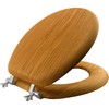 Mayfair Natural Oak Veneer Round Toilet Seat with Chrome Hinges