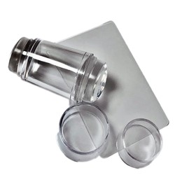 Double Sided Nail Art Stamper Clear Silicone Nail Stamper Jelly with Scraper, Transparent Nail Art Stamping Kit French for Manicure Plate Stamp Polish Stencil Template Seal