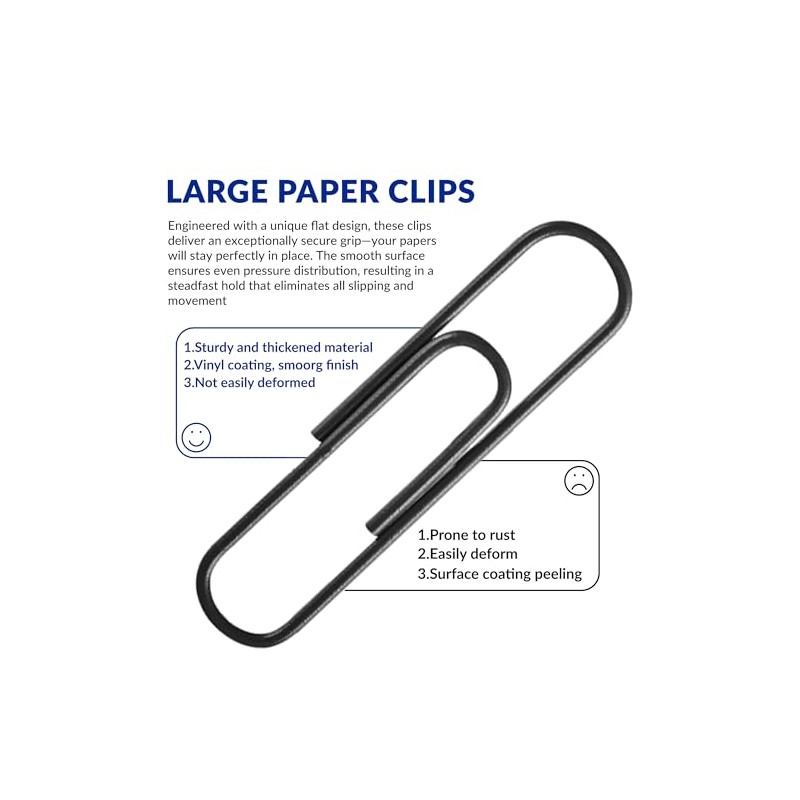 Juego de 100 clips Jumbo - 5,1 cm - Negro