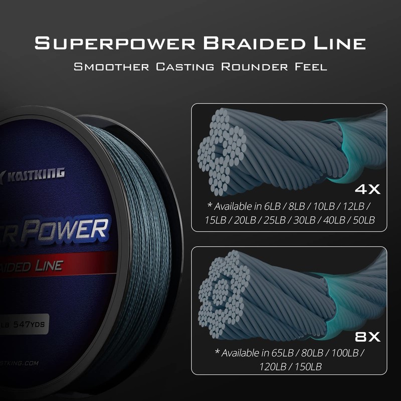 KastKing Superpower - Línea de pesca trenzada, gris de baja
