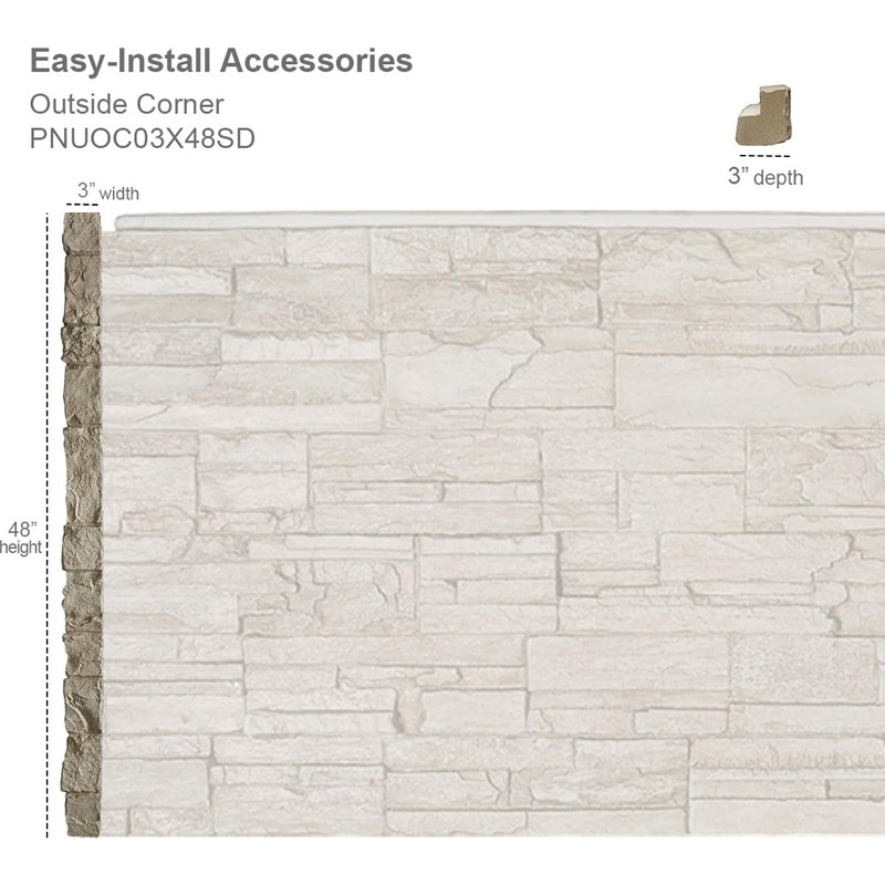 Universal Outside Corner for EverStone Faux Stone Siding Panels, 3"W